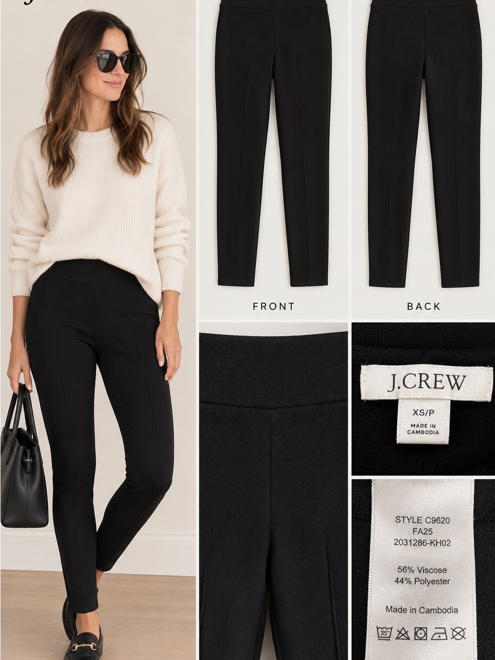 J.Crew Black Ponte Knit Skinny Pants Leggings Size XSP